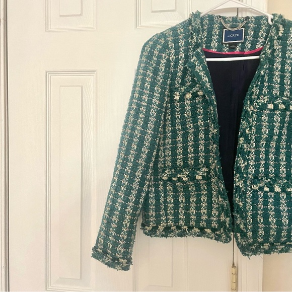 NWOT J. Crew Lady Jacket Blazer in Emerald Tweed Chanel Style - Picture 7 of 14